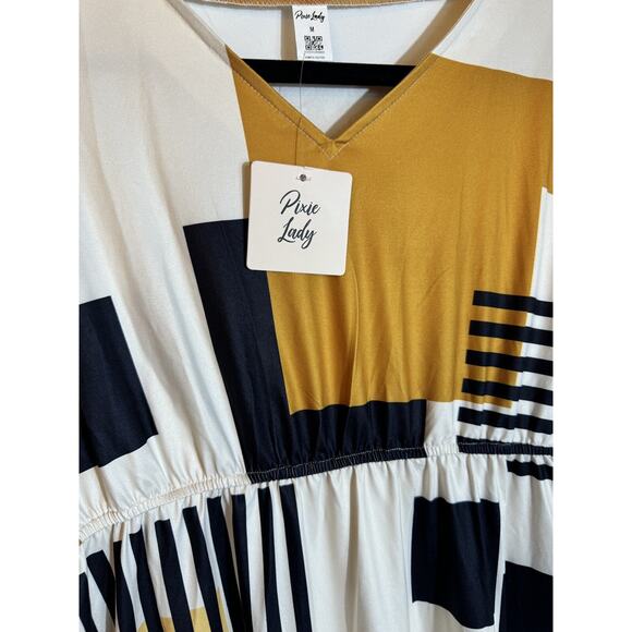 Pixie Lady‎ Midi Dresses for Women V Neck Boho Casual Smocked Waisted Sz M - Picture 4 of 8